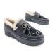 Женские зимние мокасины Gucci Moccasins Winter Leather/Suede Black