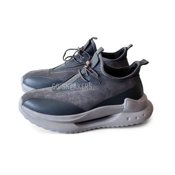 Мужские кроссовки Moncler Sneakers Suede/Leather Grey