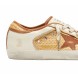 Женские кеды Golden Goose Superstar in White Leather and Raffia with Brick-Red Star and Inserts