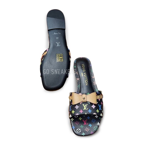 Женские шлепанцы Louis Vuitton Flip-flop Black/Multicolor