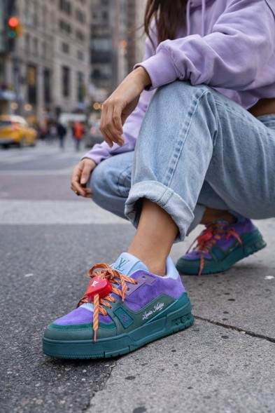 Женские кроссовки Louis Vuitton Trainer Maxi Skateboard Shoes Low-Top Purple