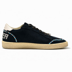 Golden Goose Ball Star With Silver Micro-Crystal Suede Black