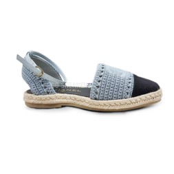 Chanel Flats Textile Light Blue