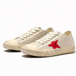 Golden Goose V-Star 2 Distressed Sneakers Textile Beige