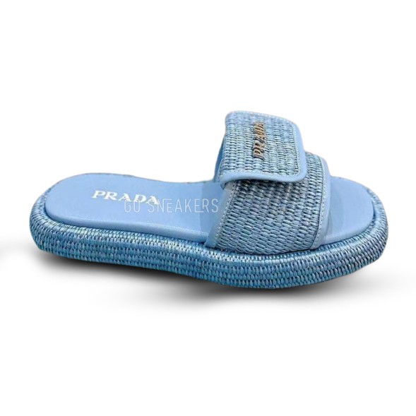 Женские шлепанцы Prada Flip Flop Rafia Blue