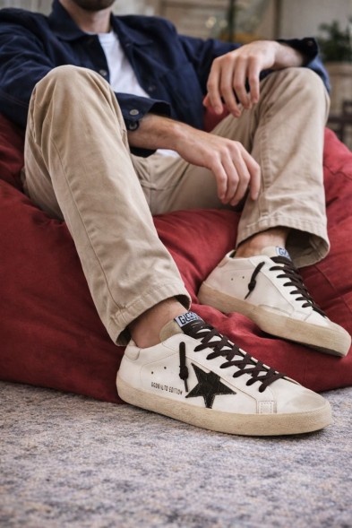 Мужские кеды Golden Goose Super-Star Men's Black Croc-Print Star