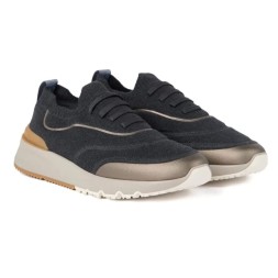 Brunello Cucinelli Knitted Slip-On Sneakers Black