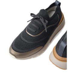 Brunello Cucinelli Knitted Slip-On Sneakers Black