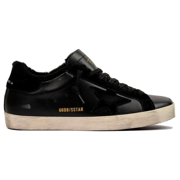 Мужские зимние кеды Golden Goose Super-Star Mens Winter Black Nappa With Shearling