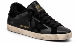 Golden Goose Super-Star Mens Winter Black Nappa With Shearling