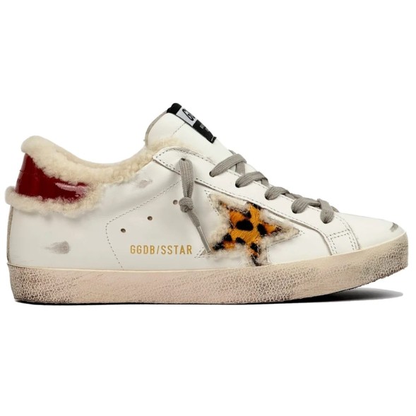 Женские зимние кеды Golden Goose Super-Star Winter White Shearling Leopard Star
