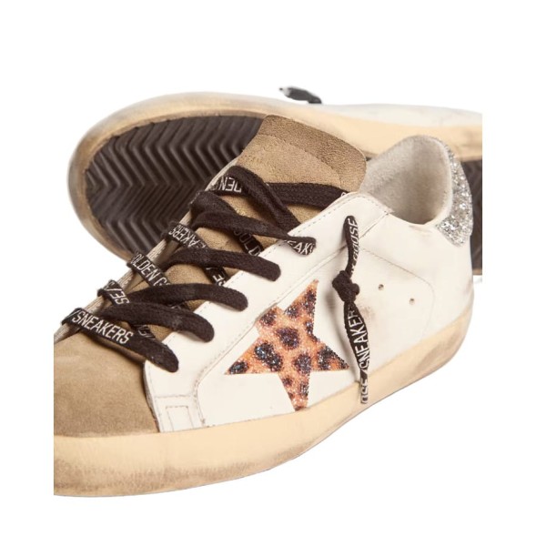 Женские кеды Golden Goose Superstar with Leopard Print and Swarovski Crystal Star