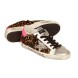 Женские кеды Golden Goose Superstar in Leopard Pint with Silver Glitter Star and Fuchsia Heel Tab