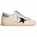Женские кеды Golden Goose Superstar Black Star and Zebra Print Heel Tab