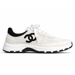 Chanel Metiers D'art Laminated and Suede Calfskin Sneakers White