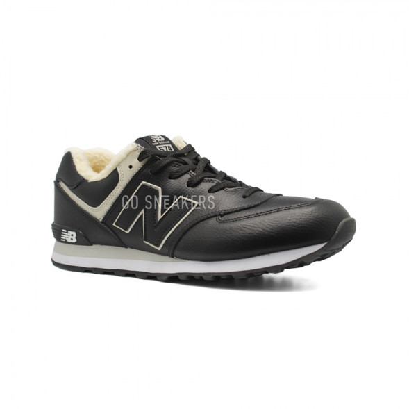Мужские зимние кроссовки New Balance 574 Black Leather XXL