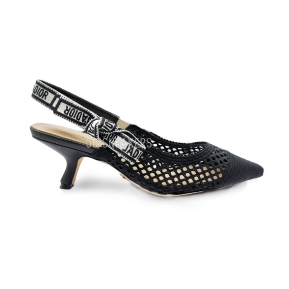 Женские босоножки Dior Textile Knitted Transparent Black/White