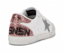 Golden Goose Ball Star White/Pink Glitter Star