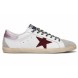 Женские кеды Golden Goose Super-Star Leather/Suede White Burgundi Pink