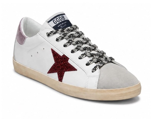 Женские кеды Golden Goose Super-Star Leather/Suede White Burgundi Pink