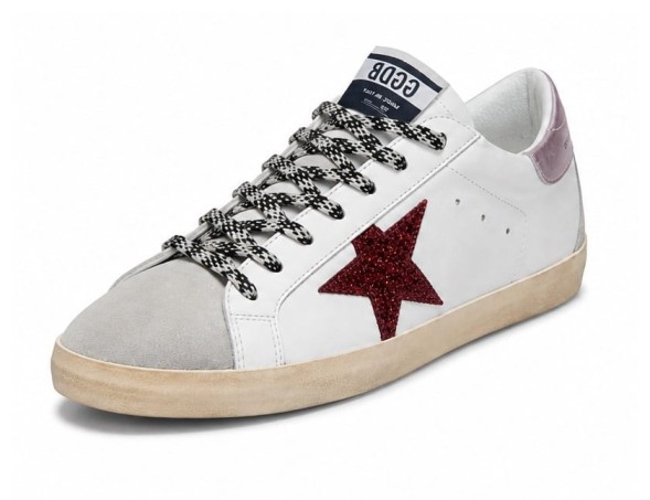 Женские кеды Golden Goose Super-Star Leather/Suede White Burgundi Pink