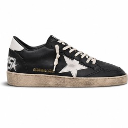 Golden Goose Ball Star in Black Nappa with White Leather Star and Heel Tab