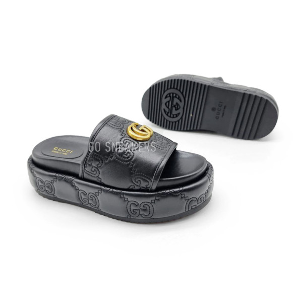 Женские шлепки Gucci Flip-flops Platform Double G Black