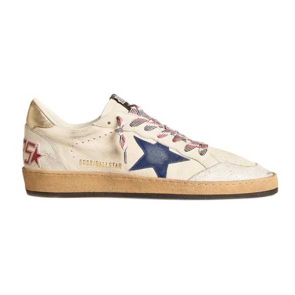 Унисекс кеды Golden Goose Ball Star in Nappa with Blue Star and Platinum Heel Tab