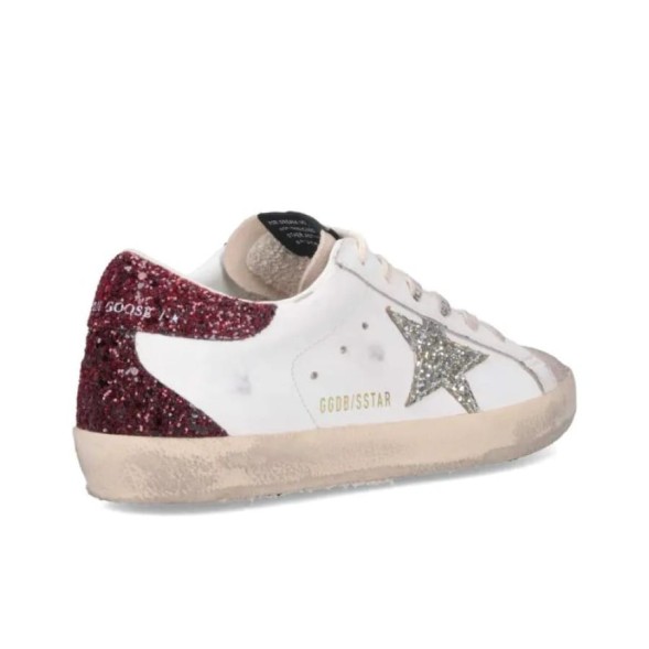 Женские кеды Golden Goose Superstar Bordeaux Silver Glitter