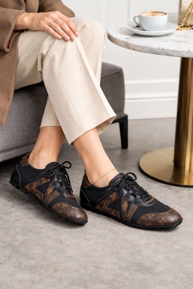 Женские кеды Louis Vuitton Sneakerina German Army Brown/Black
