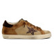 Женские кеды Golden Goose Super-Star in Beige and Brown Suede Wth Brown Glitter Star