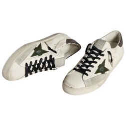 Golden Goose Superstar Green Leather Star and Grey Leather Heel Tab