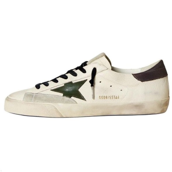 Женские кеды Golden Goose Superstar Green Leather Star and Grey Leather Heel Tab