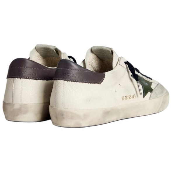 Женские кеды Golden Goose Superstar Green Leather Star and Grey Leather Heel Tab