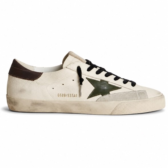 Женские кеды Golden Goose Superstar Green Leather Star and Grey Leather Heel Tab