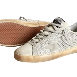 Golden Goose Superstar in Aged White Nubuk with Swarovski Crystals