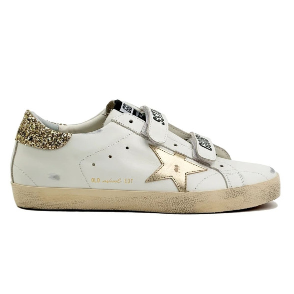 Женские кеды Golden Goose Old-School With Gold Star in Laminated Leather
