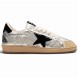 Женские кеды Golden Goose Ball Star LAB in Silver Leather with Black Suede Star and Heel Tab