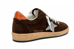 Golden Goose Ball-Star Brown Suede / Silver Glitter Star