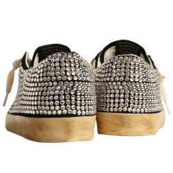 Golden Goose Superstar LTD with Swarovski Crystals and Black Leather Star