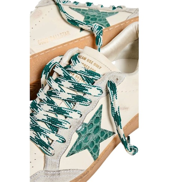 Женские кеды Golden Goose Ball Star LTD with Green Crocodile Print Star and Heel Tab
