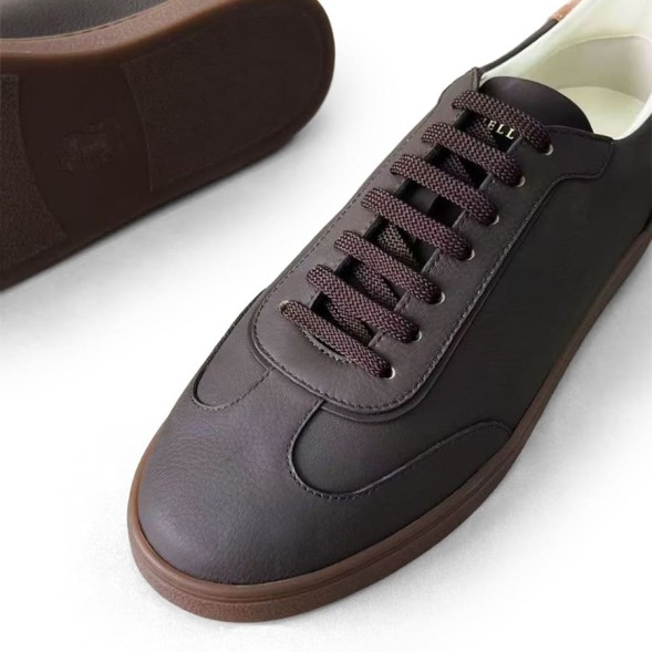 Мужские кеды Brunello Cucinelli Leather Sneakers Dark Brown