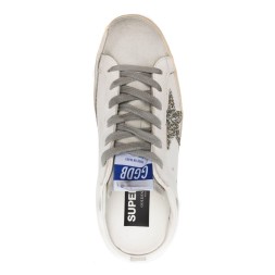 Golden Goose Superstar Sabot with Platinum Glitter Star and Suede Tongue