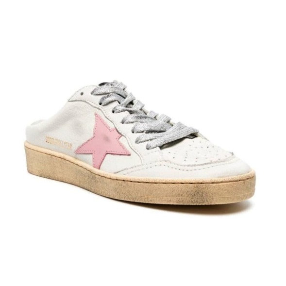 Женские сабо Golden Goose Ball Star Sabot in White Nappa with Old Rose Leather Star