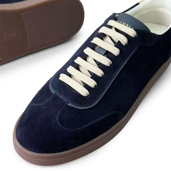 Мужские кеды Brunello Cucinelli Suede Sneakers Navy