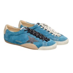 Golden Goose True-Star in Teal Suede with Black Star and Cream Heel Tab