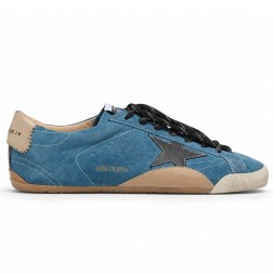 Golden Goose True-Star in Teal Suede with Black Star and Cream Heel Tab