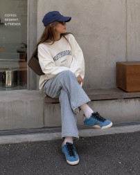 Golden Goose True-Star in Teal Suede with Black Star and Cream Heel Tab