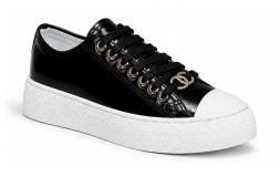 Chanel Black Leather Sneakers