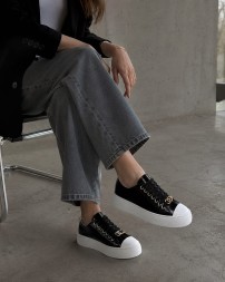 Chanel Black Leather Sneakers